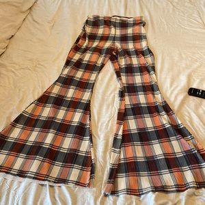 Free People Flare Plaid Pant